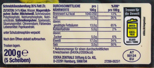 Herzstücke XXL Burger Scheiben-Käse, 14 x 200g Packung