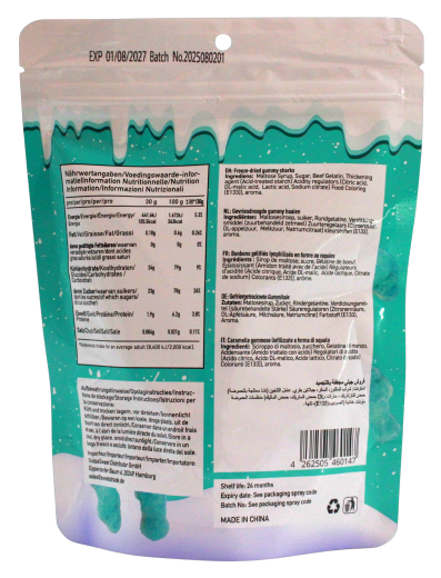 Chaos Candy Freezes crunchy Blu Shark Fruchtgummi, 24 x 50g Tüte