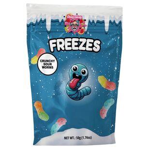 Chaos Candy Freezes Crunchy Sour Worms Fruchtgummi, 24 x 50g Tüte