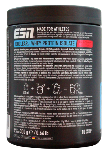 ESN Isoclear Whey Protein Isolate fresh Cherry Flavor, 1 x 300g Dose