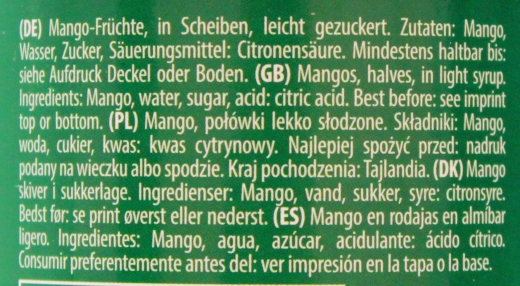 Diamond fruchtige Mangoscheiben leicht gezuckert, 6 x 230g Dose
