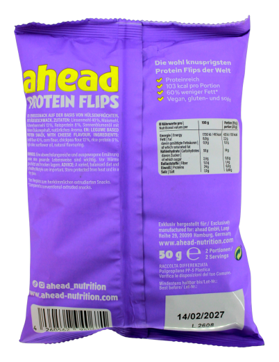 ahead Protein Flips Cheese Flavour vegan, 6 x 50g Beutel