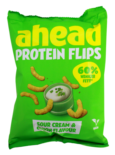ahead Protein Flips Sour Cream & Onion Flavour vegan, 6 x 50g Beutel