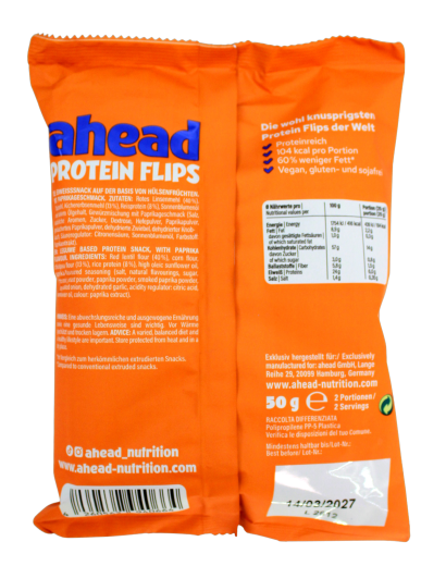 ahead Protein Flips Paprika Flavour vegan, 6 x 50g Beutel