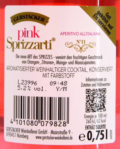 Gerstacker Sprizzarti Pink Aperitivo 5,2% vol., 6 x 0.75 l Flasche