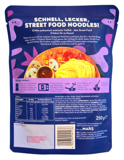 Ben's Original Street Food Chinese Style Nudeln, 6 x 250g Beutel