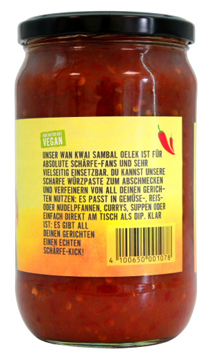 Wan Kwai Sambal Oelek scharf, 3 x 750g Glas