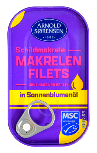 Arnold Sørensen Schildmakrelen-Filets in Sonnenblumenöl, 10 x 125g Dose