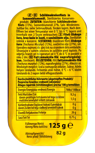 Arnold Sørensen Schildmakrelen-Filets in Sonnenblumenöl, 10 x 125g Dose