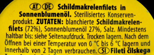 Arnold Sørensen Schildmakrelen-Filets in Sonnenblumenöl, 10 x 125g Dose