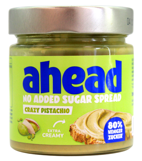 ahead Crazy Pistachio-Creme ohne Zuckerzusatz, 3 x 200g Glas