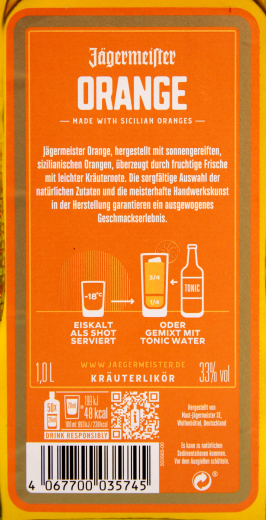 Jägermeister Orange Kräauterlikör 33 % vol., 6 x 1 l Flasche