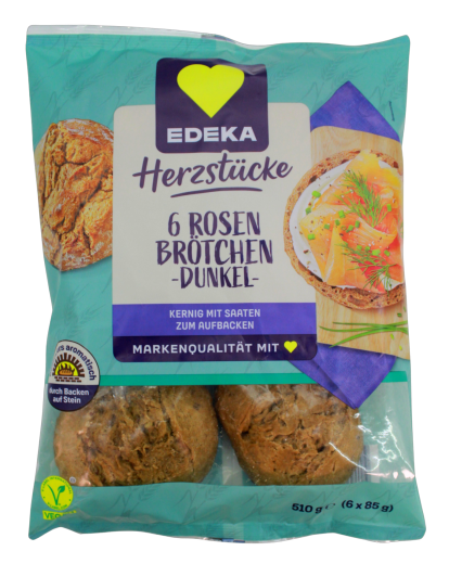 Herzstücke Rosenbrötchen dunkel, 12 x 510g Beutel