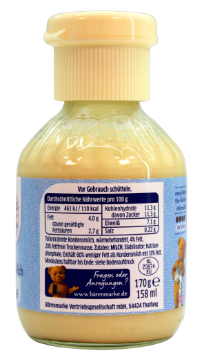 Bärenmarke leichte Kaffee-Milch 4% Fett, 24 x 158ml Flasche