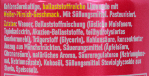 More Fizi Ballaststoff Liom White Peach flavour, 12 x 0.33 l Dose EINWEG