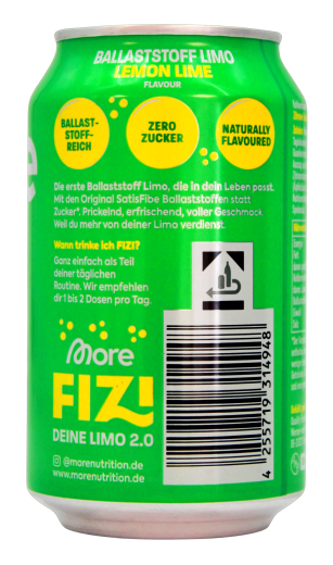 More Fizi Ballaststoff Limo Lemon Lime flavour, 12 x 0.33 l Dose EINWEG