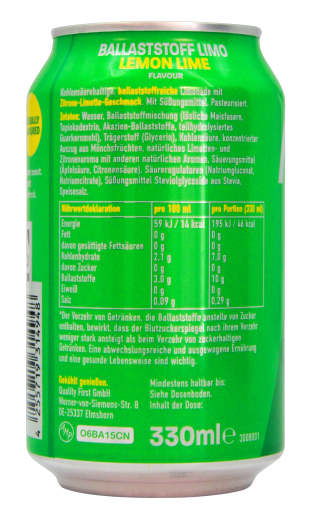 More Fizi Ballaststoff Limo Lemon Lime flavour, 12 x 0.33 l Dose EINWEG