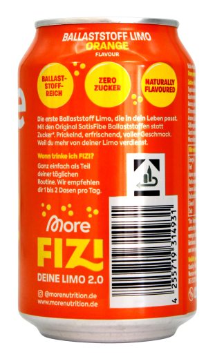 More Fizi Ballaststoff Limo Orange flavour, 12 x 0.33 l Dose EINWEG