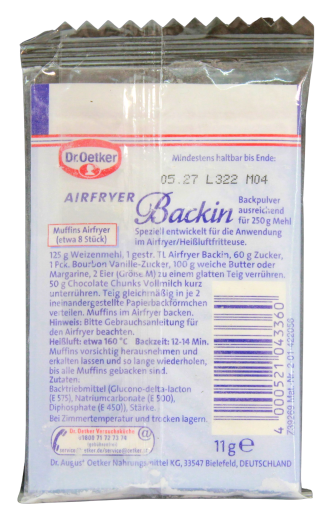 Dr.Oetker Airfryer Backin Backpulver, 72 x 11g Beutel