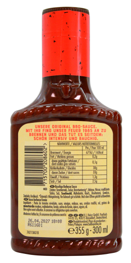Bull's-Eye Original rauchige BBQ Sauce, 3 x 300ml Flasche