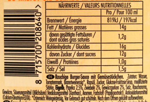 Bull's-Eye Burger Sauce rauchig-würzig BBQ Sauce, 3 x 300ml Flasche
