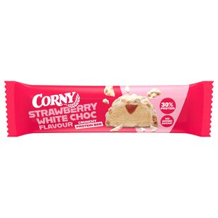 Corny Strawberry white Chocolat crunchy Flavour Proteinriegel, 12 x 45g Riegel