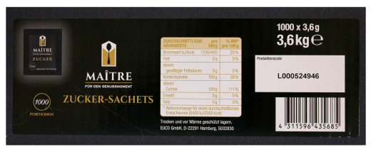 Maitre Zucker-Sachets, 1 x 3,6 kg Karton