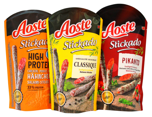Aoste Stickado Salami Mix 3-fach sortiert, 12 x 70g Beutel