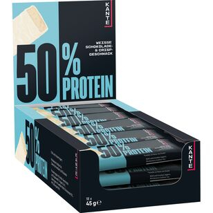 Kante 50% Proteinriegel Weisse Schokolade & Crisp, 18 x 45g Riegel