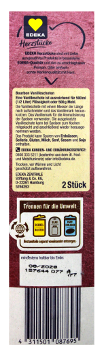 Herzstücke Bourbon Vanilleschoten, 4 x 4g Glasröhrchen
