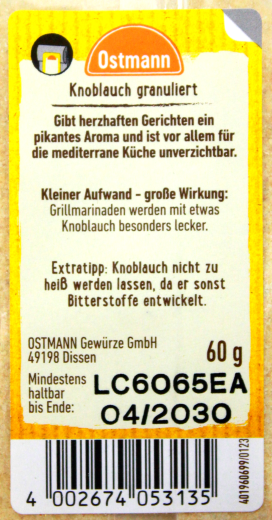 Ostmann Knoblauch granuliert Nachfüllbeutel, 5 x 60g Beutel