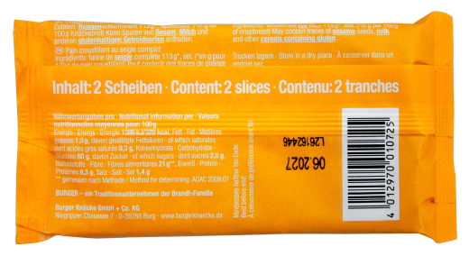 Burger Delikatesse Knäckebrot, 56 x 20g Packung