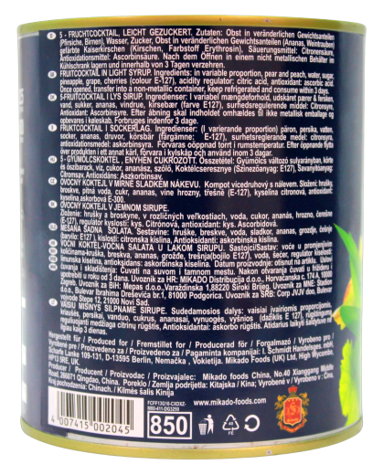 Mikado Fruit Cocktail in light Syrup, 6 x 480g Dose