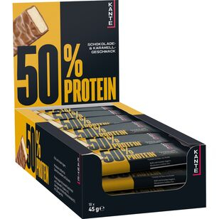 Kante 50% Proteinriegel Schokolade & Karamell, 18 x 45g Riegel