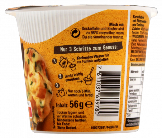 Maggi 5 Minuten Terrine Kartoffelbrei mit Röstzwiebeln 4 x 56g Becher