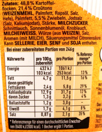Maggi 5 Minuten Terrine Kartoffelbrei mit Röstzwiebeln 4 x 56g Becher