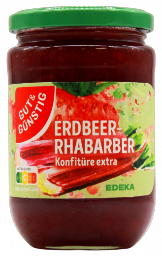 Gut & Günstig Erdbeer-Rhabarber Konfitüre Extra 5 x 450g Gläser