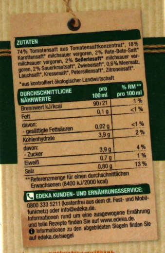 Edeka Sauerkraut Saft 8 x 500ml Tetrapack