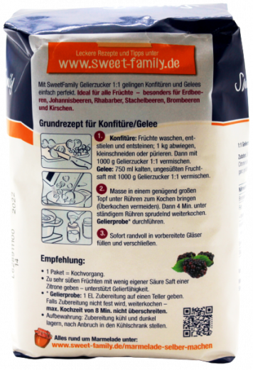 Nordzucker Sweet Family Gelierzucker, 1:1 5 x 1000g Packungen