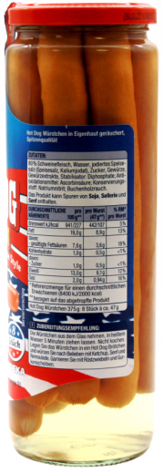 Gut & Günstig Hot Dog Würstchen American Style, 3 x 375g Gläser