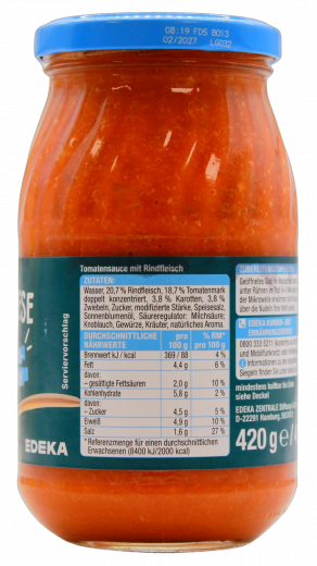 Gut & Günstig Nudelsauce Bolognese 5 x 400ml Gläser
