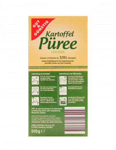 Gut & Günstig Kartoffelpüree locker, 4 x 510g Packungen