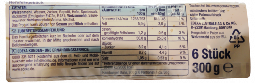 Gut & Günstig Hamburger Buns, 3 x 300g Beutel