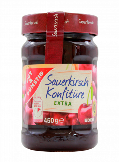 Gut & Günstig Sauerkirsch Konfitüre Extra 5 x 450g Gläser