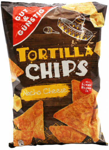 Gut & Günstig Tortilla Chips Nacho Cheese, 5 x 300g Tüten