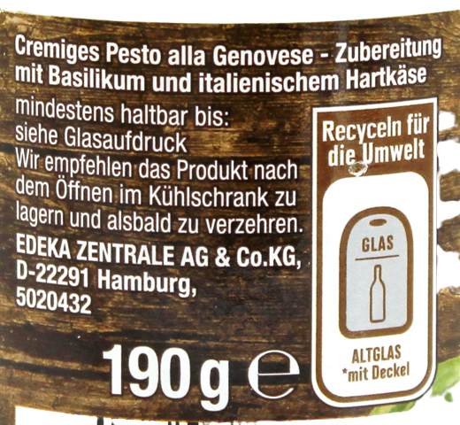 Gut & Günstig Pesto alla Genovese 6 x 190g Gläser