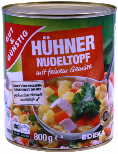 Gut & Günstig Hühner Nudeltopf mit feinem Gemüse 3 x 800g Dosen