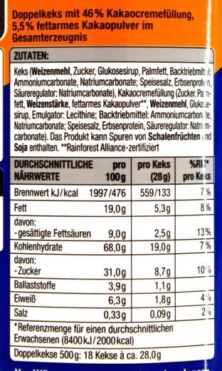 Gut & Günstig Choco Kings Doppelkekse, 10 x 500g Rolle