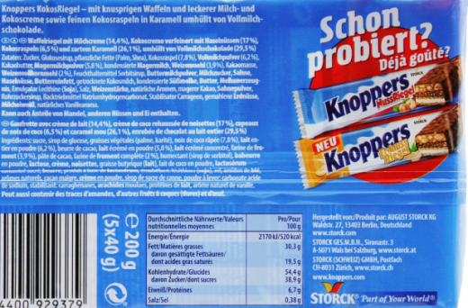 Knoppers Kokos Riegel 15 x 200g Packungen