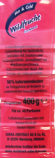 Gut & Günstig Hot & Cold Instantteegetränk Wildfrucht, 6 x 400g Dosen